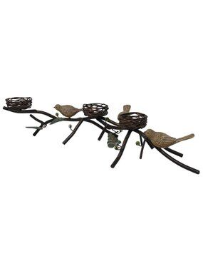 Branch Shaped Bird Nest Candle Holder 3 Tealight Nest Holders Metal Rustic #SB